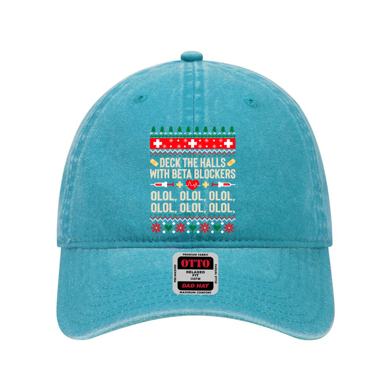 Deck The Halls With Beta Blockers Nurse Ugly Christmas Sweatshirt Dyed Cap by DianneHenderson91 | Artistshot