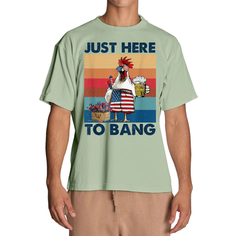 Funny 4th Of July Just Here To Bang Usa Flag Chicken Beer T Shirt Urban Heavy T-shirt | Artistshot