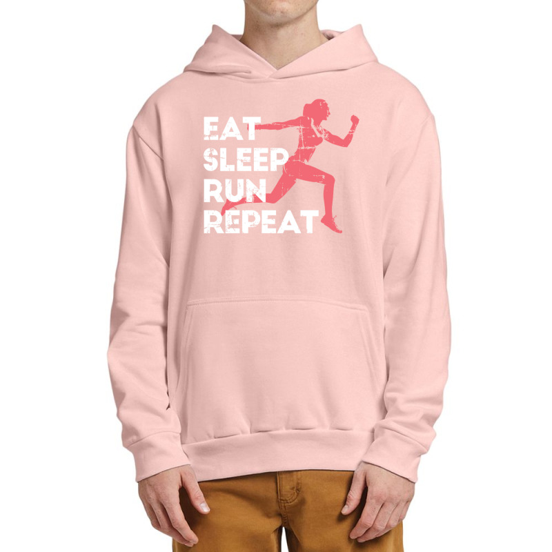 Eat Sleep Run Repeat Track And Field Girl Marathon Running Pullover Ho Urban Pullover Hoodie by cm-arts | Artistshot