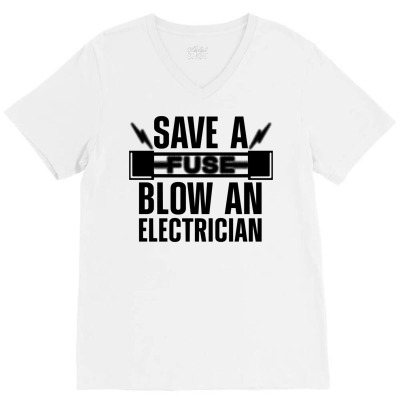 Funny Electrician Art Men Women Electrical Fuse Engineers Long Sleeve V-neck Tee Designed By Ythuy
