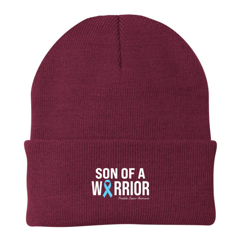 Family Prostate Cancer Awareness Light Blue Son Of A Warrior Beanie | Artistshot