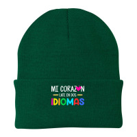 Mi Corazon Late En Dos Idiomas, Bilingual Spanish Teacher T Shirt Beanie | Artistshot