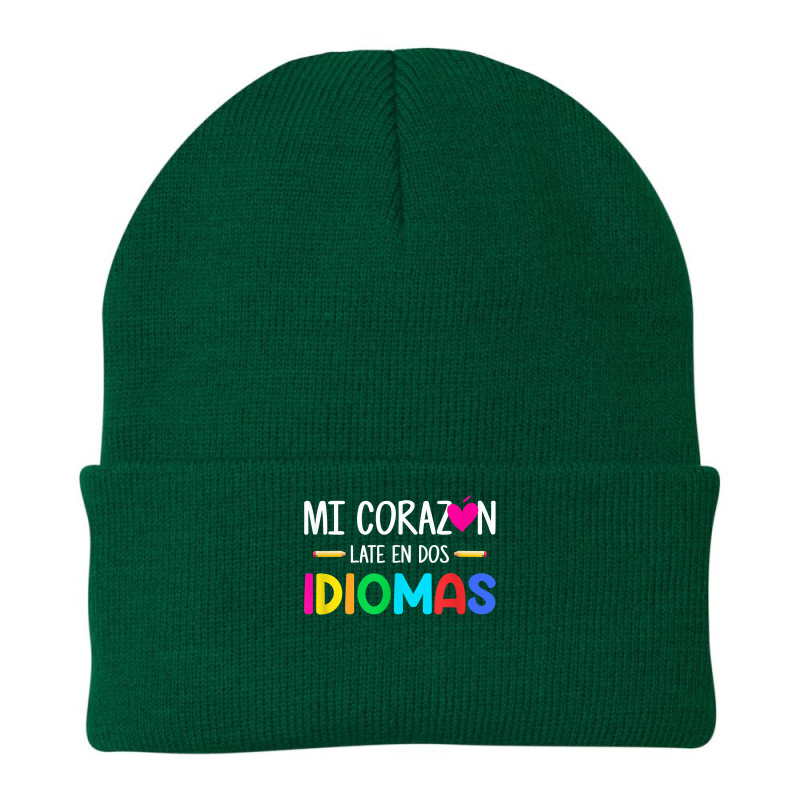 Mi Corazon Late En Dos Idiomas, Bilingual Spanish Teacher T Shirt Beanie by densonozmastonmq | Artistshot