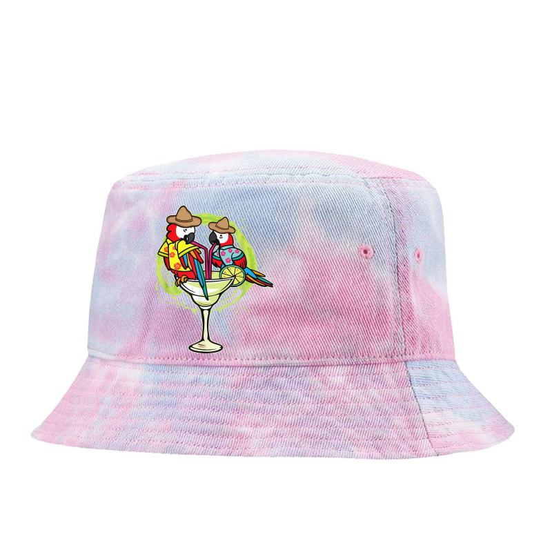 Parrots Drinking Margarita Hawaiian Birds T Shirt Tie Dyed Bucket Hat by shoaibmolleda | Artistshot