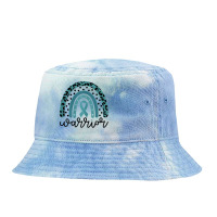 Womens Warrior Cute Teal Rainbow Graphic Ovarian Cancer Awareness T Sh Tie Dyed Bucket Hat | Artistshot