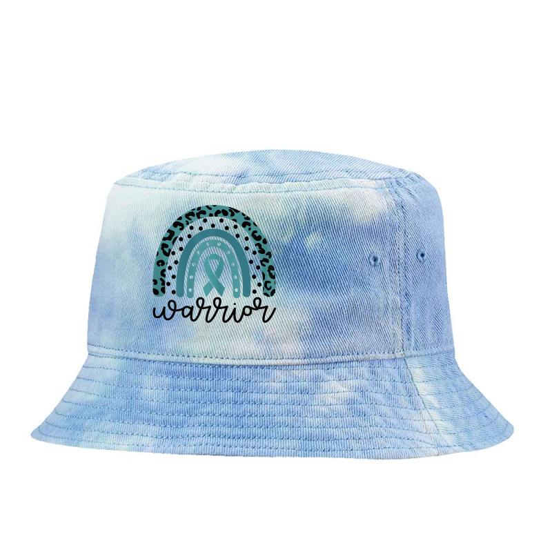 Womens Warrior Cute Teal Rainbow Graphic Ovarian Cancer Awareness T Sh Tie Dyed Bucket Hat | Artistshot