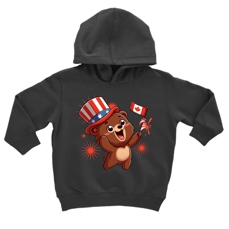 Brown Bear Is Celebrating Canada Independence Day Toddler Hoodie by ren21 | Artistshot