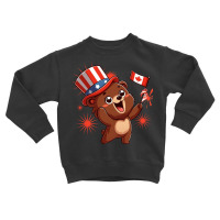 Brown Bear Is Celebrating Canada Independence Day Toddler Sweatshirt | Artistshot