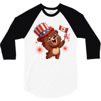 Brown Bear Is Celebrating Canada Independence Day 3/4 Sleeve Shirt | Artistshot