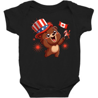 Brown Bear Is Celebrating Canada Independence Day Baby Bodysuit | Artistshot