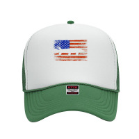 Alligator Gar Fishing Retro American Flag Design T Shirt Foam Trucker Hat | Artistshot