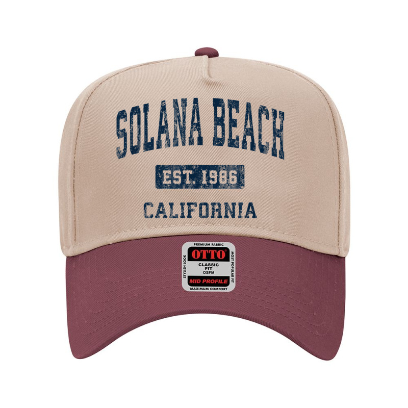 Solana Beach California Ca Vintage Athletic Sports Design Adjustable Baseball Cap by Color | Artistshot