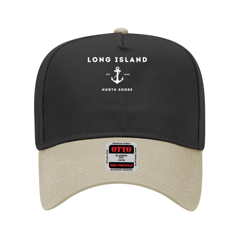 Long Island New York North Shore Est 1640 White Text Pullover Hoodie Adjustable Baseball Cap by chicoavsmaydav | Artistshot