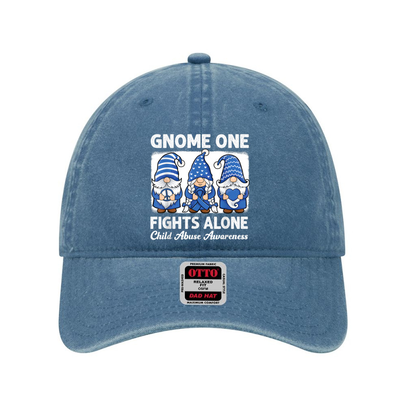 Gnome One Fights Alone Child Abuse Prevention Awareness Dyed Cap by NathanielDesign | Artistshot