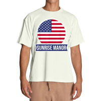 Sunrise Manor   Usa   American Place Name Us Flag Design T Shirt Urban Heavy T-shirt | Artistshot