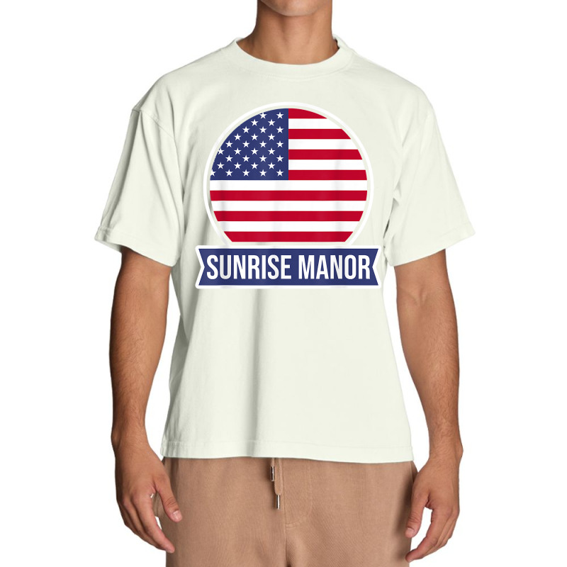 Sunrise Manor   Usa   American Place Name Us Flag Design T Shirt Urban Heavy T-shirt by leiseyxlmorit | Artistshot