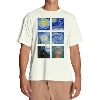 Van Gogh Starry Night Painting Collage With Self-portrait Urban Heavy T-shirt | Artistshot