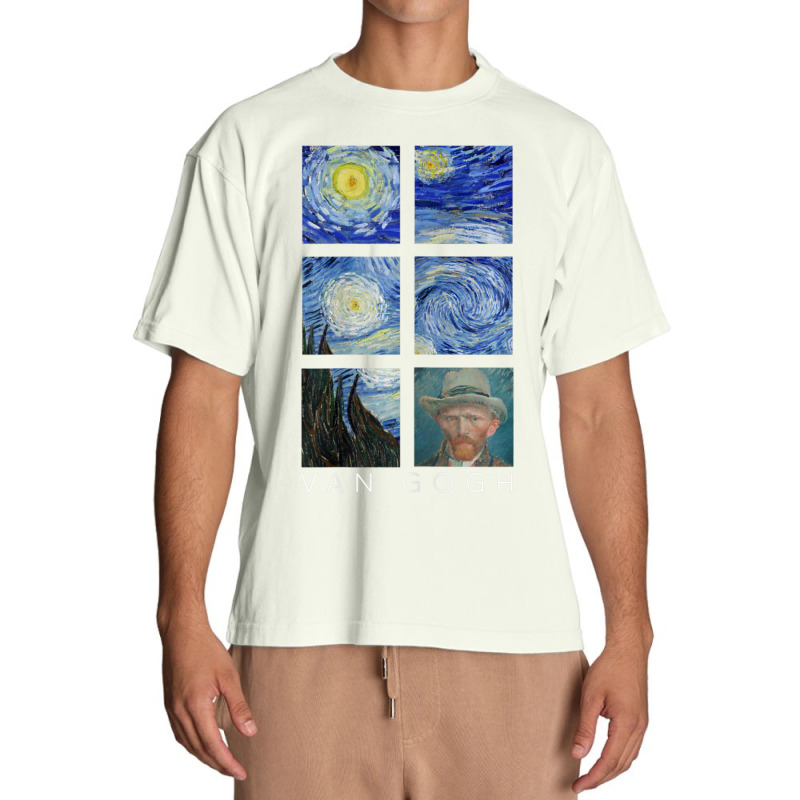 Van Gogh Starry Night Painting Collage With Self-portrait Urban Heavy T-shirt by vucongha | Artistshot