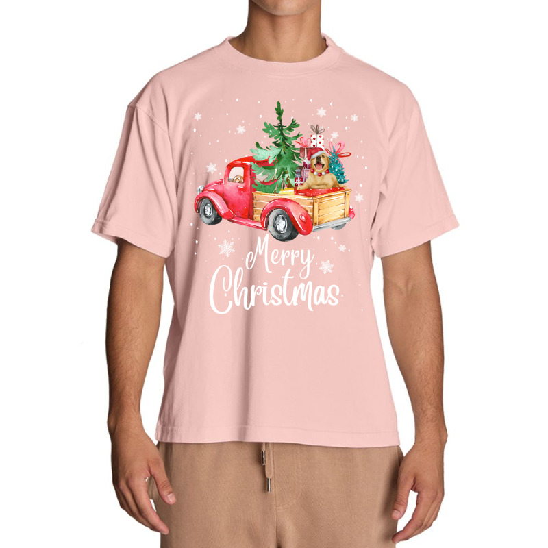 Christmas Tree Xmas Golden Retriever Dog Riding Red Truck Pullover Hoo Urban Heavy T-shirt | Artistshot