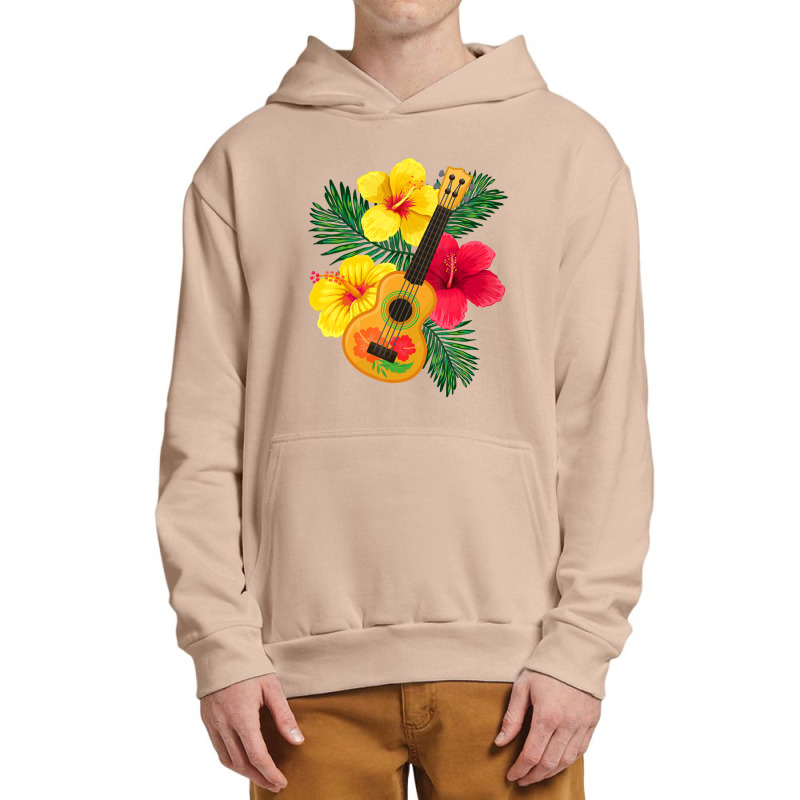 Hawaiian Ukulele Lute Guitar Hibiscus Urban Pullover Hoodie | Artistshot