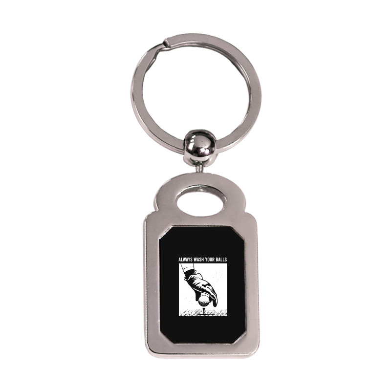 Golf Player T  Shirt Funny Golf Clothing For A Golf Player Silver Rectangle Keychain | Artistshot