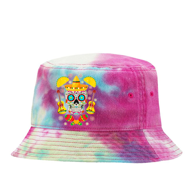 Fiesta Party Sugar Skull Rose Calavera Mexican Cinco De Mayo Tie Dyed Bucket Hat by CharlesLCross | Artistshot