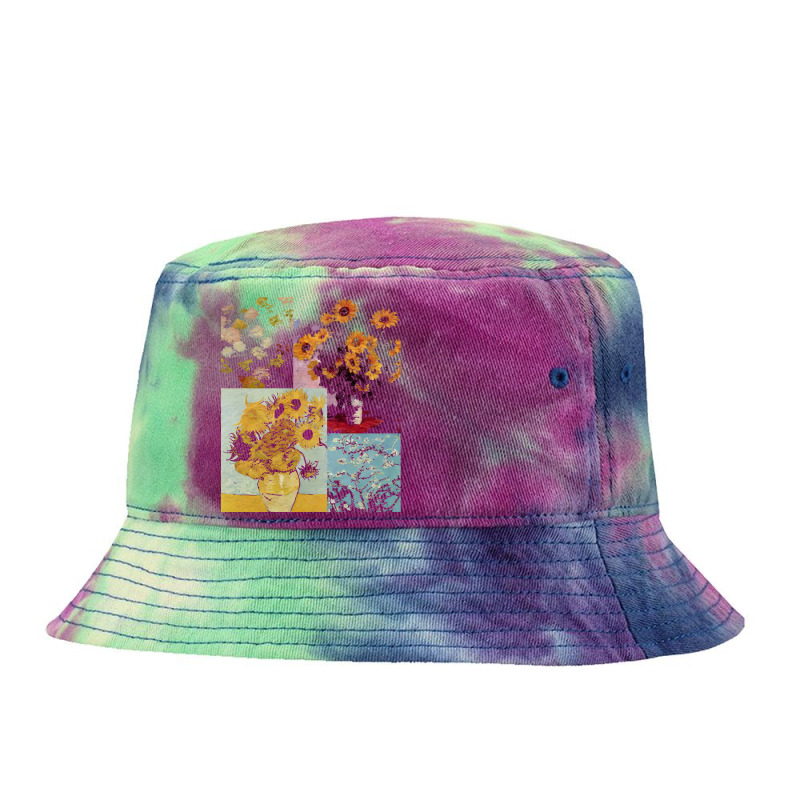 Famous Paintings T  Shirt Van Gogh Vs Claude Monet Floral Impressionis Tie Dyed Bucket Hat by geldingavocet | Artistshot