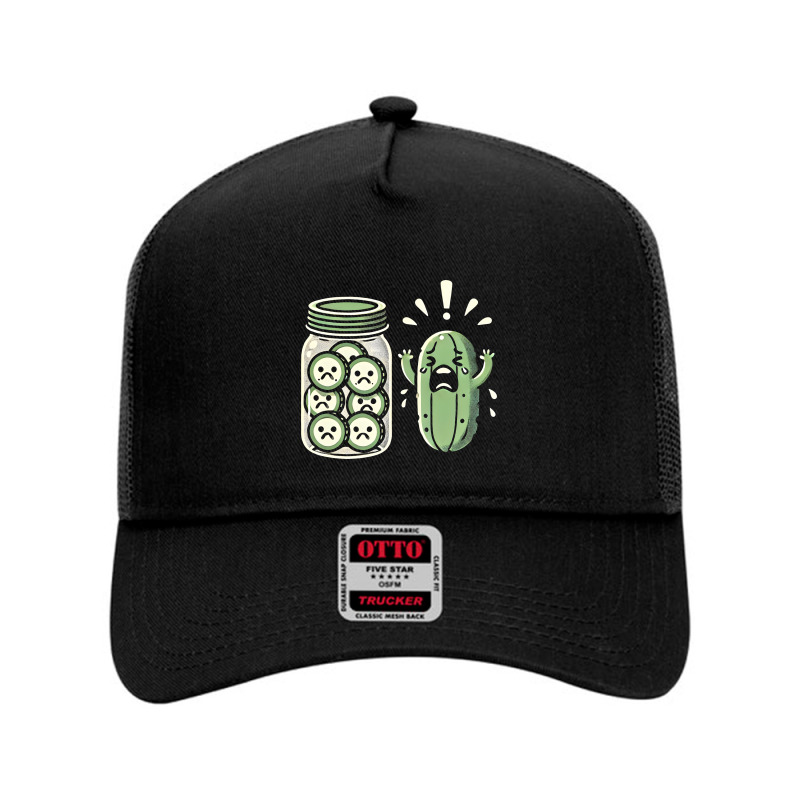 Pickle Surprise A Cucumber And A Jar Of Sliced Mesh Back Trucker Hat by NQArtist | Artistshot