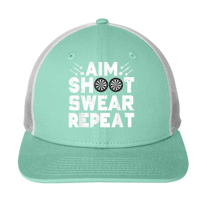 Darts Aim Shoot Swear Repeat Dartboard Funny Dart Player T Shirt Snapback Trucker Cap by sugruewxrivestsxe | Artistshot