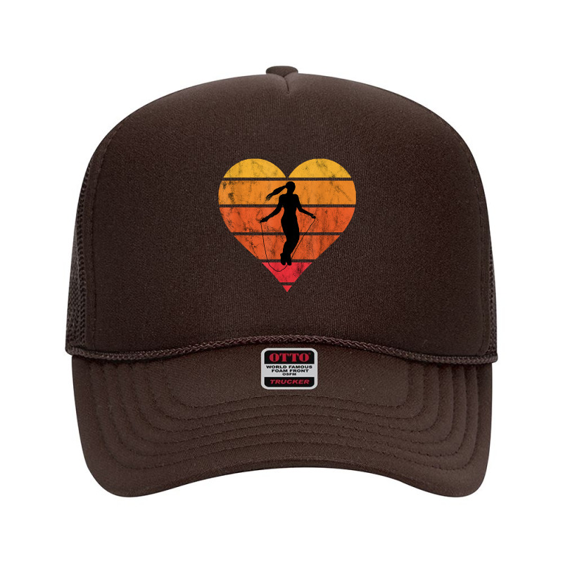 Rope Skipping Heart Retro Vintage Sunset Jump Rope Jumpers T Shirt Foam Trucker Hat | Artistshot