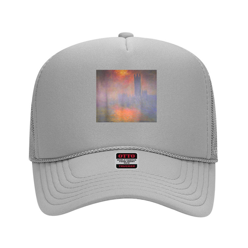 Monet's London Houses Of Parliament The Sun Shining Fog T Shirt Foam Trucker Hat by densonozmastonmq | Artistshot