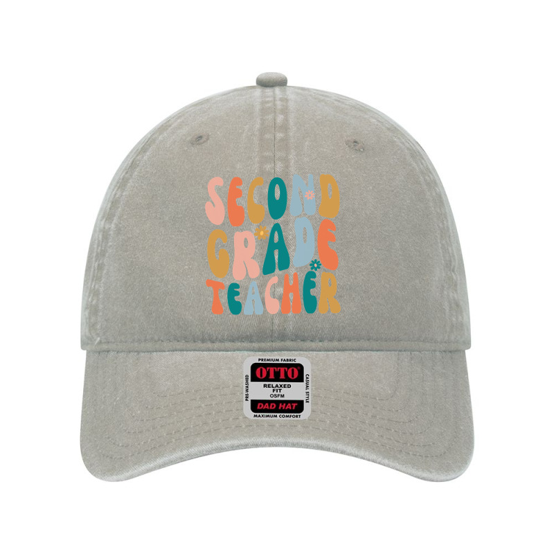 Second Grade Teacher Retro Groovy Design 2nd Grade Teaching , Best Gif Dyed Cap | Artistshot