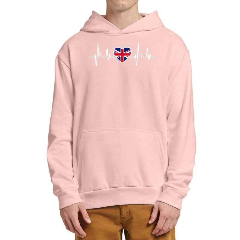 Uk Heartbeat United Kingdom British Great Britain Flag T Shirt Urban Pullover Hoodie | Artistshot