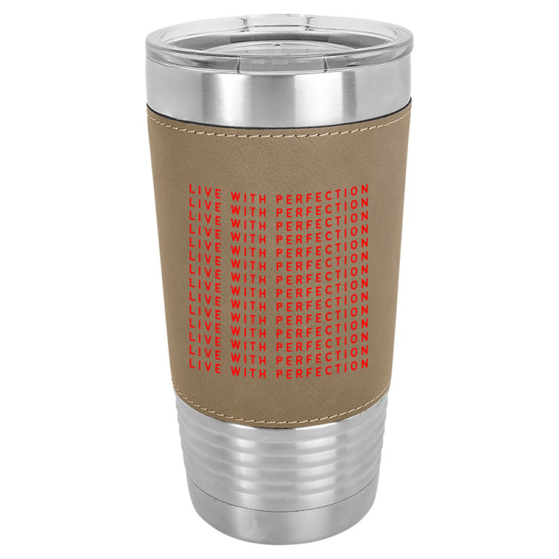 Live With Perfection Red Pattern Aesthetic Leatherette Tumbler | Artistshot