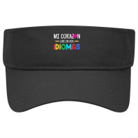 Mi Corazon Late En Dos Idiomas, Bilingual Spanish Teacher T Shirt Visor Hat | Artistshot