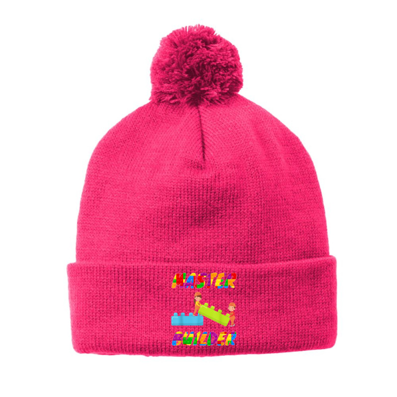 Master Builder, Brick Builder Blocks Building, Toys For Kids T Shirt Pom Pom Beanie | Artistshot