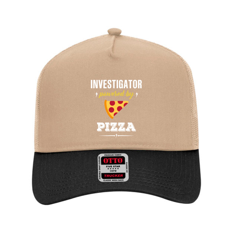 Investigator Powered By Pizza Funny Gift Mesh Back Trucker Hat by kertanegarans | Artistshot