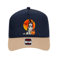 Dog Halloween Siberian Husky Jack O Lantern Pumpkin Mesh Back Trucker Hat | Artistshot