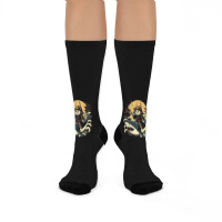 Ninja Cat Samurai Riding Shark Crew Socks | Artistshot