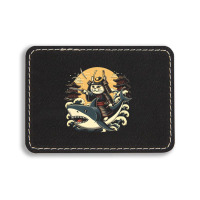 Ninja Cat Samurai Riding Shark Rectangle  Leatherette Patch | Artistshot