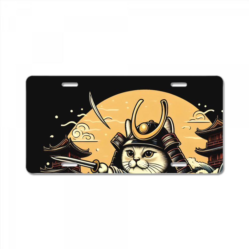 Ninja Cat Samurai Riding Shark License Plate | Artistshot