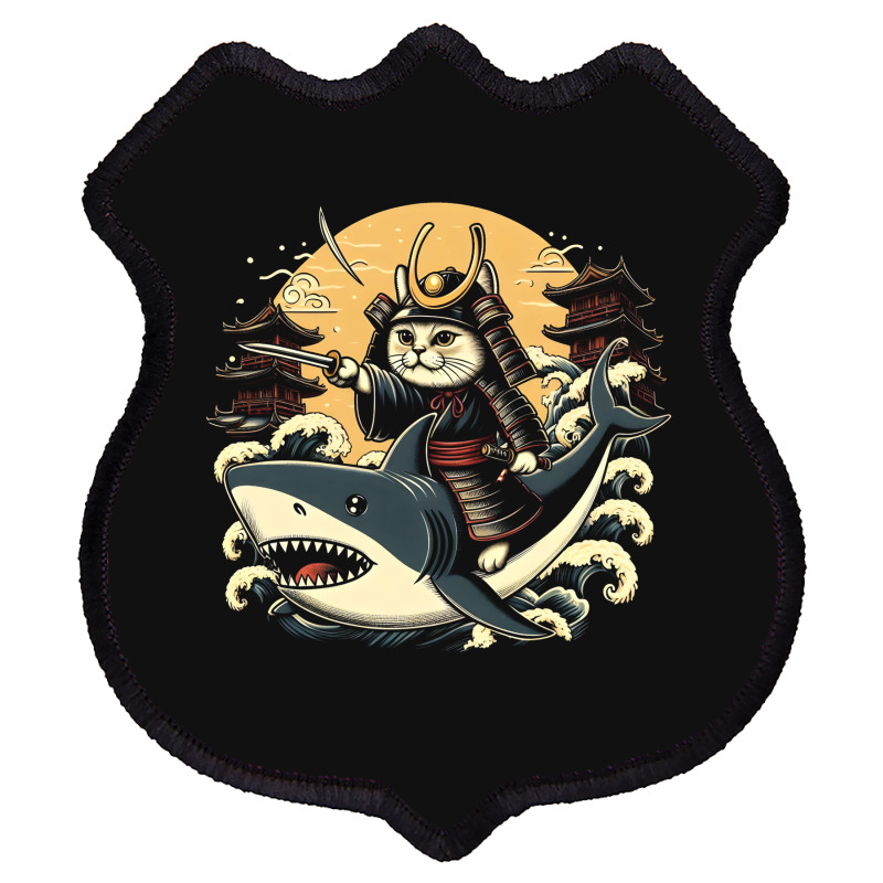 Ninja Cat Samurai Riding Shark Shield Patch | Artistshot