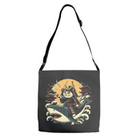 Ninja Cat Samurai Riding Shark Adjustable Strap Totes | Artistshot