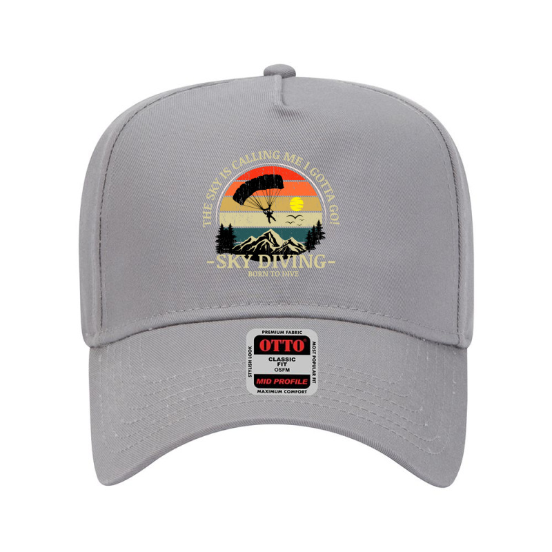 Skydiving Adventures Sky Is Calling Parachutes On Vintage Sunset Retro Adjustable Baseball Cap | Artistshot