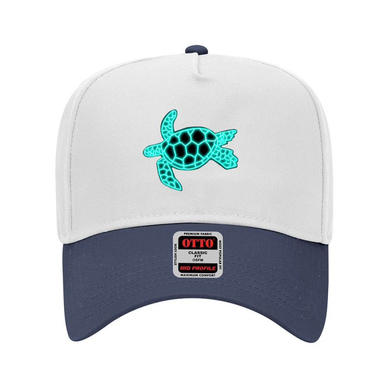 Neon Sea Turtle Adjustable Baseball Cap | Artistshot