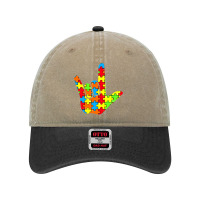 Asl Love Sign Language Autism Gift Awareness Support T Shirt Dyed Cap | Artistshot