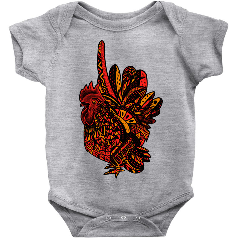 Ornate Rooster Baby Bodysuit by polkam design | Artistshot