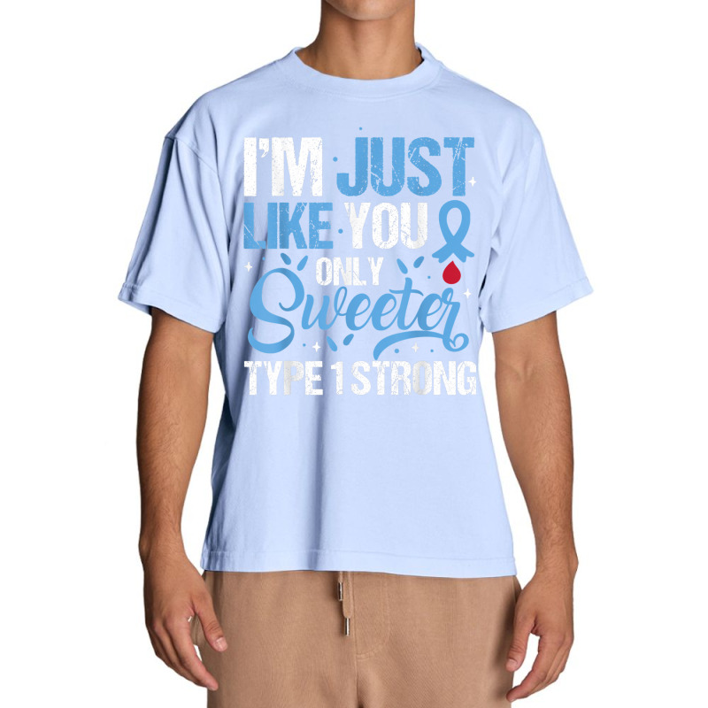 Type 1 Strong T1d Warrior Diabetes Awareness Blue Ribbon Urban Heavy T-shirt | Artistshot