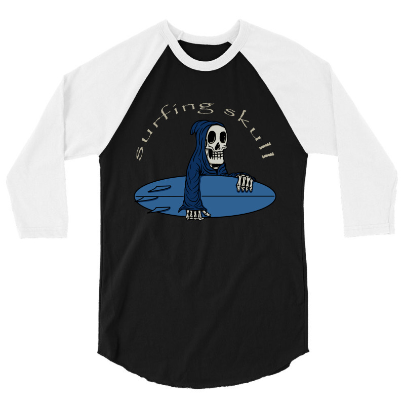 Surfing Skull 3/4 Sleeve Shirt | Artistshot