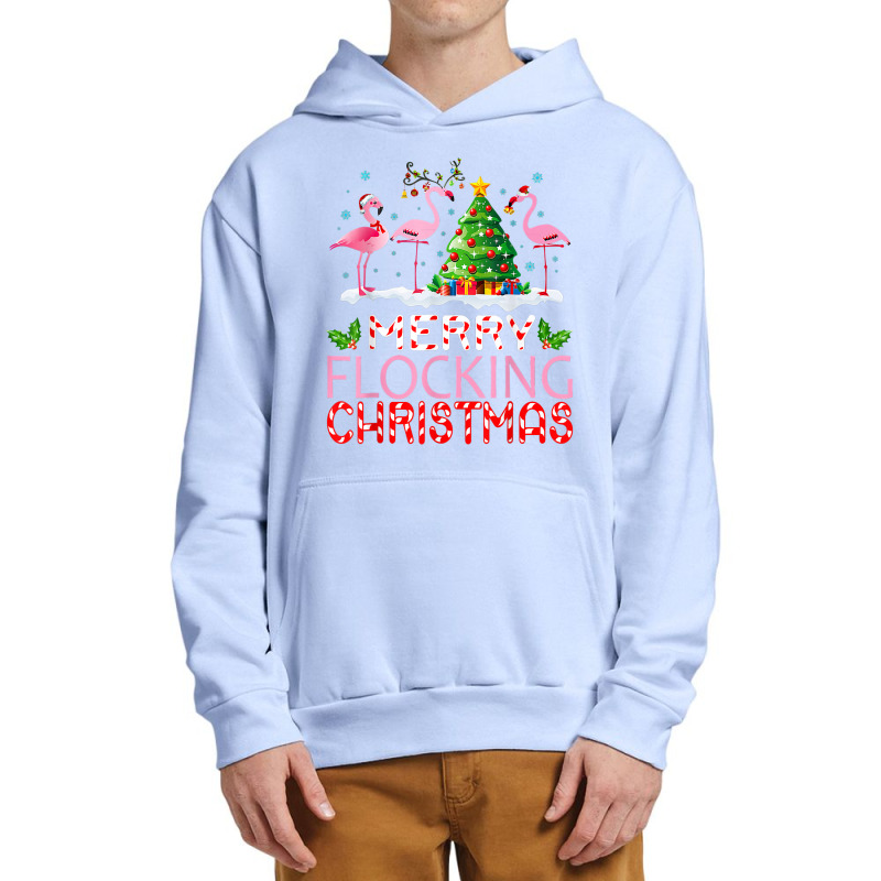 Flamingo Santa Hats Dancing On Snow Merry Flocking Christmas T Shirt Urban Pullover Hoodie | Artistshot